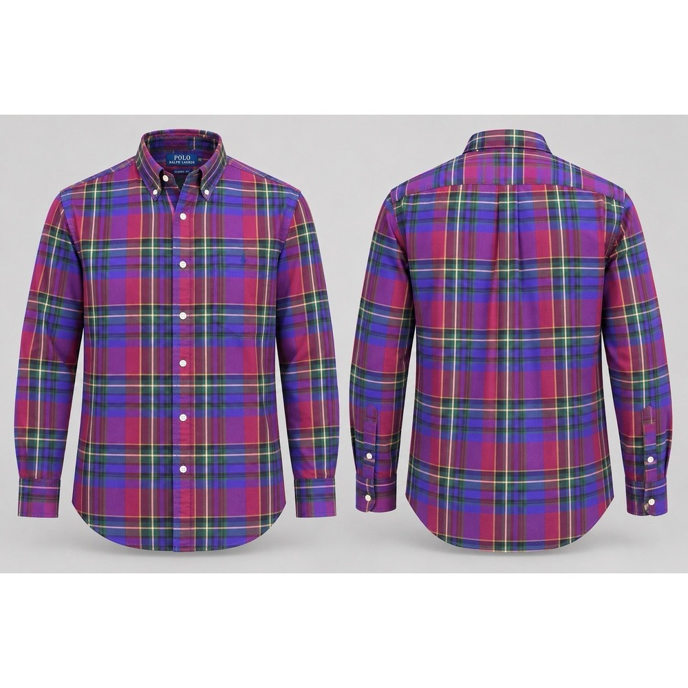 Ralph Lauren Classic Fit Cotton Stretch Button-Down Shirt Men Large